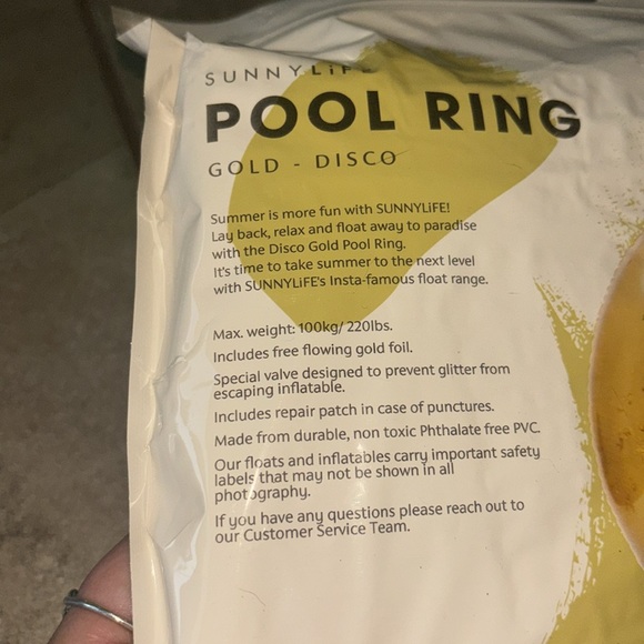 EXTRA LARGE SUNNY LIFE GOLD DISCO POOL RING - Picture 9 of 11
